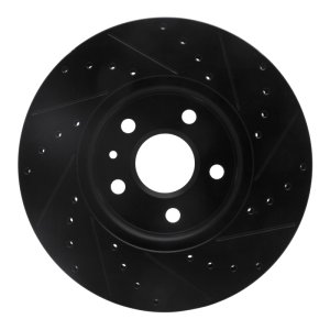 Buick Allure Brake Rotor (1) - Front Left - R1 Concepts - Drilled & Slotted - Black - `10-`25